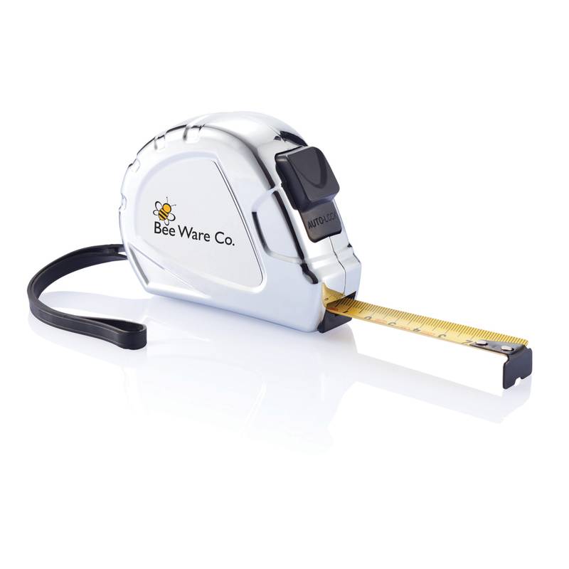 Kovový svinovací metr, klip na opasek, 5m x 19mm, stříbrná Kovový svinovací metr, klip na opasek, 5m x 19mm, stříbrná